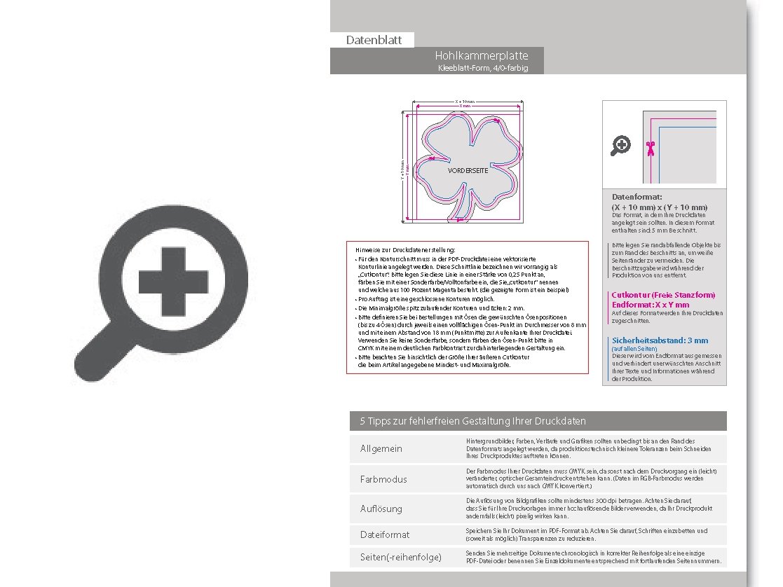 Product Bild hohlkammerplatte_in_kleeblatt-form_konturgefr__st___einseitig_4_0-farbig_bedruckt