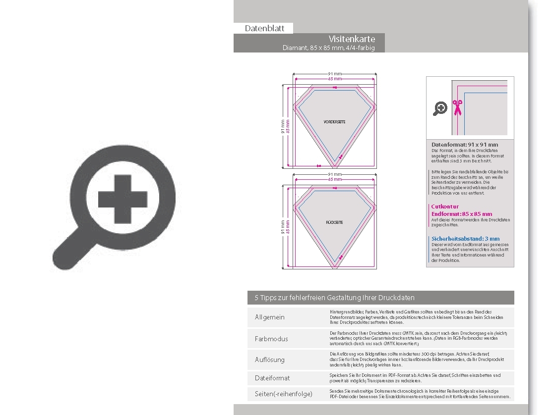 Product Bild visitenkarte_diamant__85_x_85_mm__2-seitig__4_4-farbig_cmyk